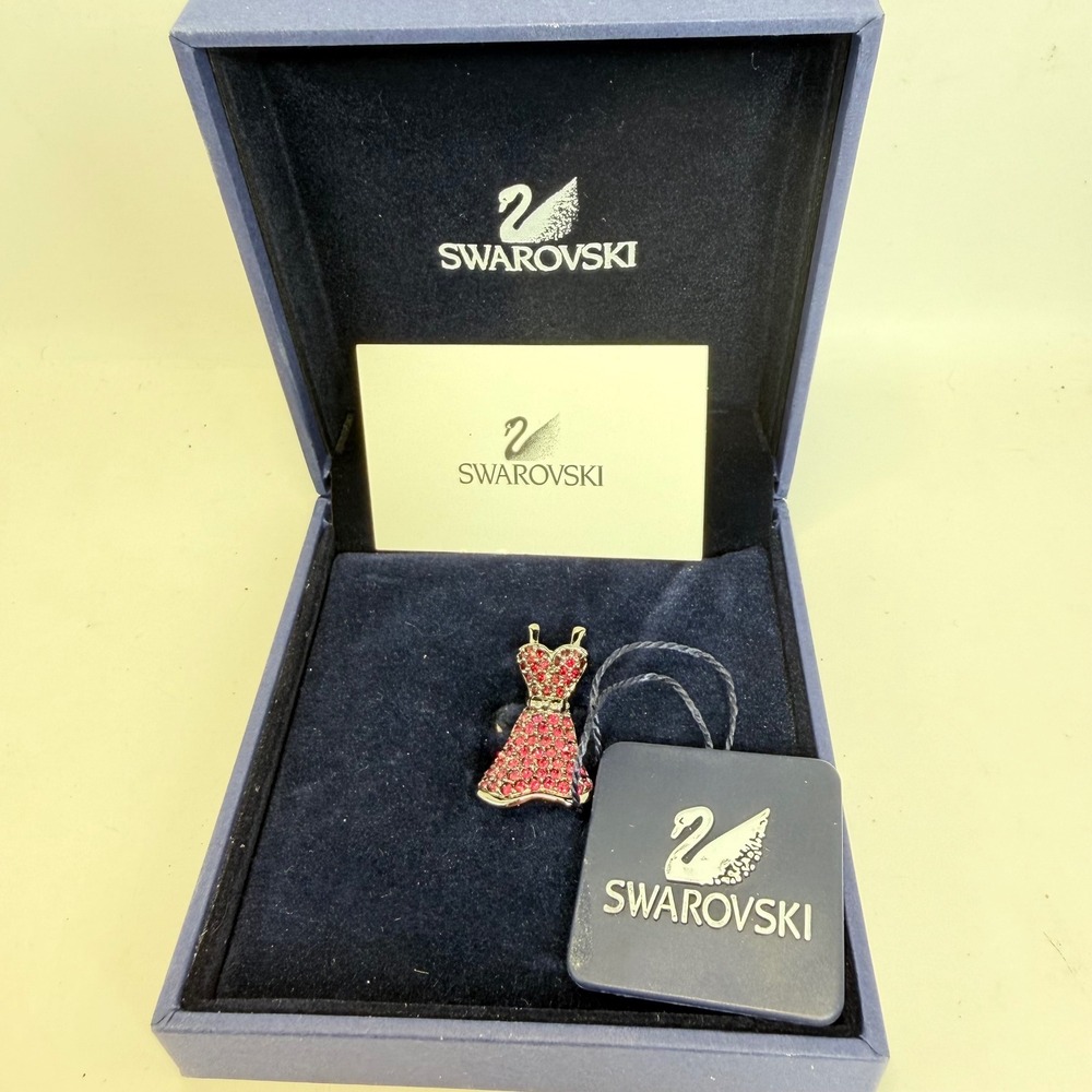 Swarovski Red Dress Pin Brooch American Heart Association Crystal New In Box